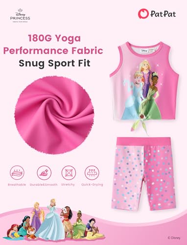 Image of Disney Stitch丨 Frozen丨 Minnie Mouse丨Princess丨Winnie Tank Top+Dolphin Shorts Girls Outfits Workout Athletic Set Summer