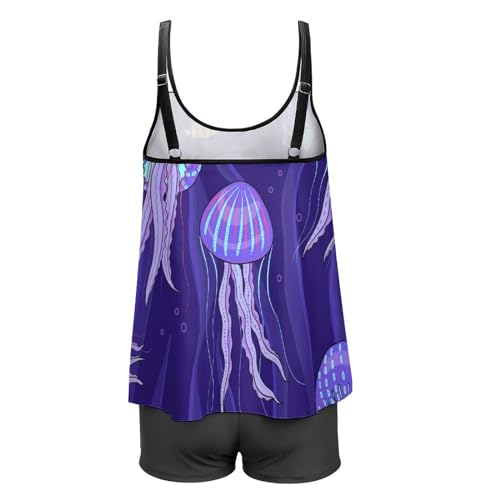 Maillot de bain tankini ensembles bikini avec short de garçon robe de plage violette