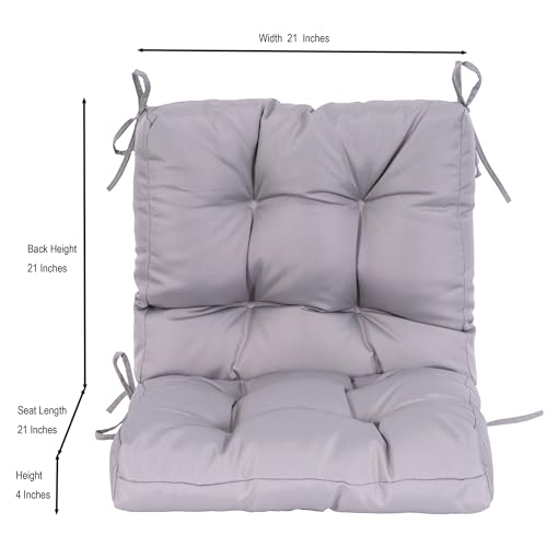 Image of QILLOWAY Outdoor Chair Cushion for Patio Furniture, Waterproof Patio Cushions with Ties, Fade Resistant Replacement Pads for Outdoor Rocking Chairs,Grey