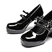 DREAM PAIRS Women's Platform Mary Jane High Chunky Closed Toe Heels Block Square Toe Double Strap Dress Pumps Fashion Party Y2K Shoes,Size 8.5,Black-Pat,DWUMPU2572