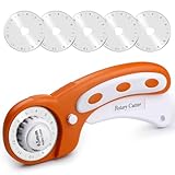Namner Rollschneider 45mm mit 5 Ersatzklingen und Sicherheitsverschluss, Stoffschneider für Stoff, Leder, Nähen, Quilten & Basteln, Ergonomischer Rollmesser Cutter (Orange)
