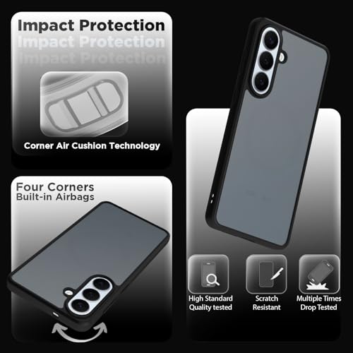 Image of RIGGEAR Shockproof Sleek Hybrid Armor Back Cover Case for Samsung Galaxy S26 (Smoke Black Matte PC + Black TPU Bumper)