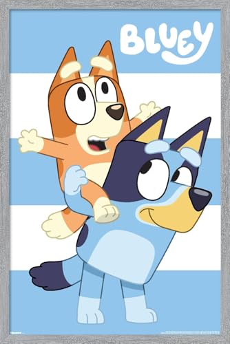 Trends International Bluey - Stripes Wall Poster, 34L x 22.4W, Gray Framed Version