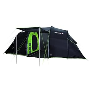 High Peak Tauris 4 Tente familiale Forme Tunnel 4 personnes Mixte Adulte, Noir (Anthracite/Vert), L Pour Camping et Randonnée Pédestre
