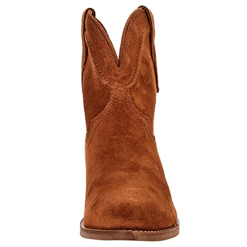 LEHOOR Women Cowboy Western Ankle Boots Pointed toe Low Stacked Heel Cowgirl Booties V Cut Retro Slouch 2 Inch Chunky Block Heel Slip On Short Dress Boots Wide Calf Comfy Casual Winter 4-11 M US3