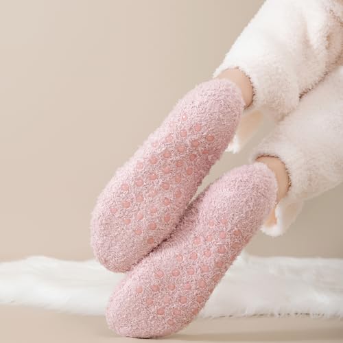 Image of SKOLA Cozy Winter Fuzzy Women Socks Grip Slippers Fluffy House Non Skid Microfiber Socks