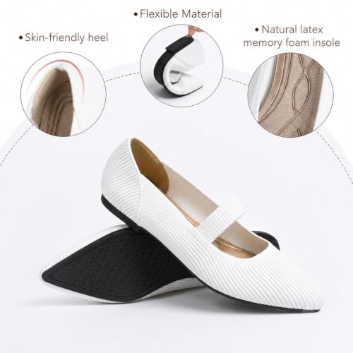 Image of TINGRISE Women's Flats Shoes Pointed Toe Knit Washable Ballet Comfortable Dressy Mary Jane Flat