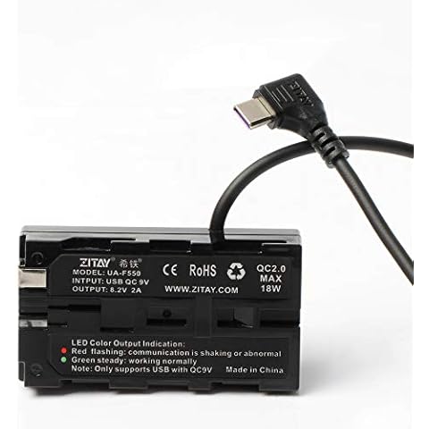 ZITAY USB-C Type-C to NP-F550 Dummy Battery Power Adapter for SONY NP-F550 F570 F750 F770 NP-F960 NP-F970 Video LED Light Monitor YN300 II YN-600 W260 CN-160 CN-126 Cover