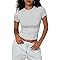PrettyGuide Women's Cotton Crop Tops Short Sleeve Crewneck Basic Tee Tight Fit Y2K Baby Tee Cute Casual Summer Going Out Tops