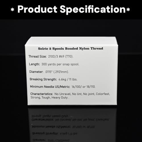 Image of Selric 300Yards Extra Strong Bonded Nylon Thread for Leather Sewing, Black and Coffee Heavy Duty Upholstery Thread for Heavy Fabric (2 Spools)-Black+Coffee