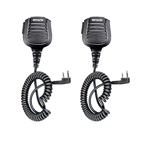 Retevis 2 Pin Speaker Mic Waterproof Mic with 3.5MM Jack for Retevis RT22 RT21 RT19 H-777 H-777S RT15 RT22S RT68 RB18 RT27RT21V RT18 RT1 RT-5R Baofeng UV-5R BF-F8HP Walkie Talkies (2 Packs)