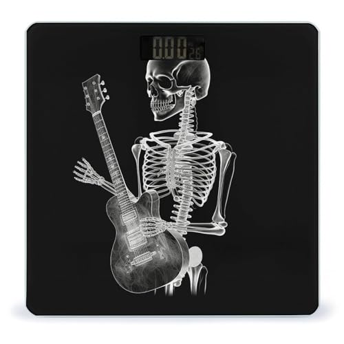 Báscula digital de baño con diseño calavera guitarra 400lb miniatura 1