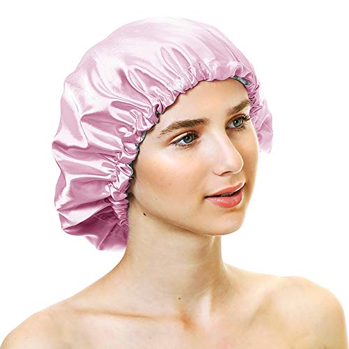 Image of Extra Large Adjustable Double Layer Satin Hair Bonnets with Drawstring for Women Night Sleeping Long Silky Satin