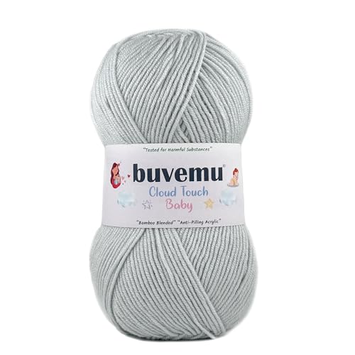Image of Cloud Touch Baby - DK Weight Soft Anti-Pilling Yarn for Baby Clothes, Blankets & Amigurumi Crochet & Knitting, 90% Acrylic 10% Viscose derived from Bamboo, 3.53 Oz / 262 Yards (Light Gray, 1 Pack)