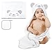 ABirdon Serviette de Bain Capuche Bébé et Débarbouillette, 100% Fibre Bambou Bio, Extra Doux Absorbant, Sortie de Bain Bébé Respirant Blanc pour Enfants, Naissance 0-3 Ans, Ours Gris,90 x 90cm