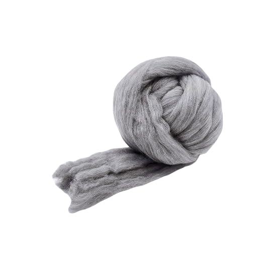 Merinowolle, 1 kg zum Spinnen, weiches, grobes Jumbo-Garn für Armstricken, Decke, Filzkern, kardierte Füllung, Grau