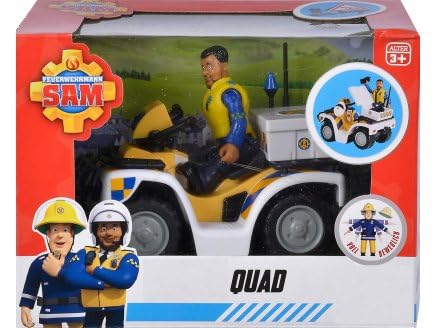 cavernedesjouets Coffret pour Sam Le Pompier - Quad de Police de Malcolm - Figurine articulée + Accessoires - Set Jouet + Carte Tigre