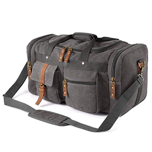 Preisvergleich Produktbild LIUYALE Reisetasche, Gummibasis, Canvas-Material, wasserdicht, verschleißfest, Metall-Reißverschluss, geeignet for Lange Reisen und Geschäftsreisen Schultertaschen (Color : Light Gray)