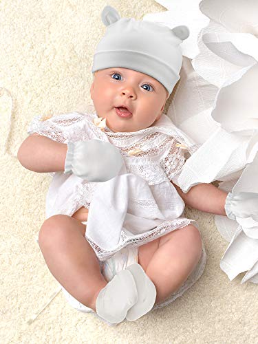 Baby Hats Mittens And Socks Set Include 5 Pieces Newborn Beanie Caps With Cute Bear Ears 10 Pieces No Scratch Mittens And 10 Pieces Non-Slip Baby Socks For 0-6 Months Baby Boys And Girls #TOP5