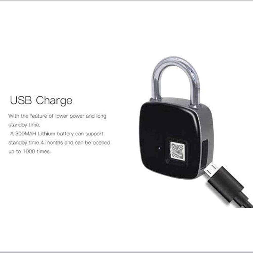 Candado sin llave con huella dactilar, Candado de Huella Digital 75x48x15mm Carga USB Sin Llave Bluetooth