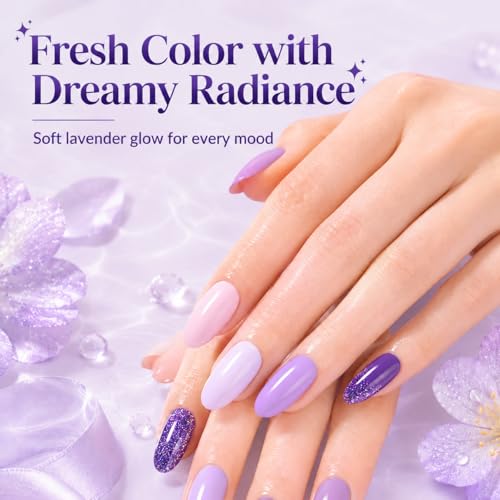 Image of Beetles Purple Gel Nail Polish Set, Lavender Lilac Glitter Gel Polish