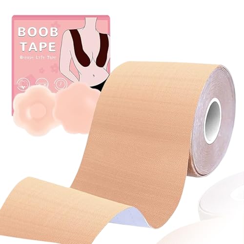 Nastro in tessuto per reggiseno di sollevamento, riutilizzabile, invisibile, traspirante, adesivo forte e comoda toppa sul petto, adatto per abiti, abiti da ballo, abiti da sposa e a, color carne,