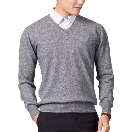 Men's Cashmere Sweater V-Neck/O-Neck Pullover Casual Knitting Loose Bottom Top Jumper