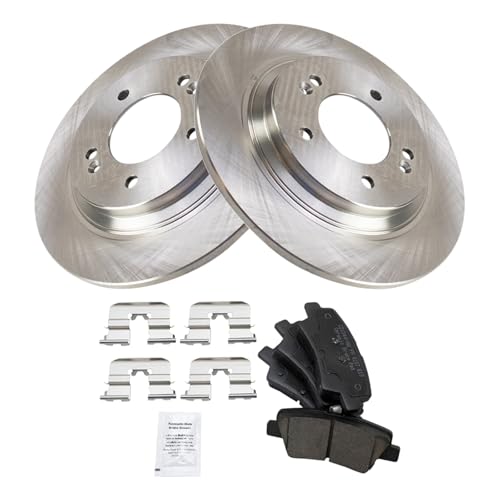 Image of TRQ Rear Brake Pad and Rotor Set Ceramic Compatible with 2014-2016 Kia Optima 2014-2016 Cadenza 2015 Soul