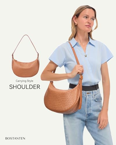 Image of BOSTANTEN Purses for Women Crescent Crossbody Bag Vegan Leather Shoulder Hobo Handbag Adjustable Strap