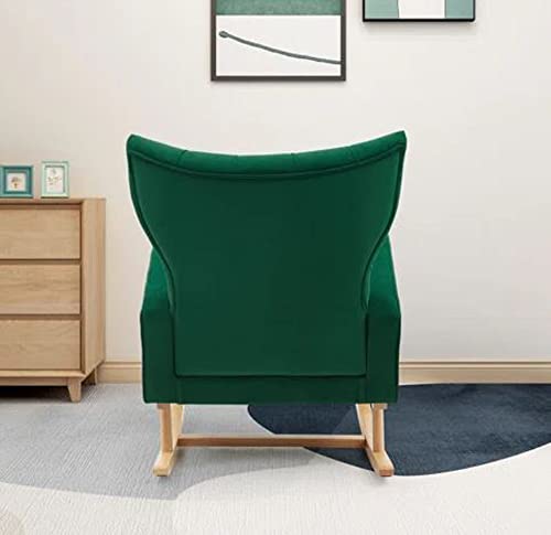 Image of CRAFTCITY Rocking Chair |Sheesham Wood Elegant Rocking Chair with Pillow and Matching Foot Stool and Pre assembeled (Dark Green)