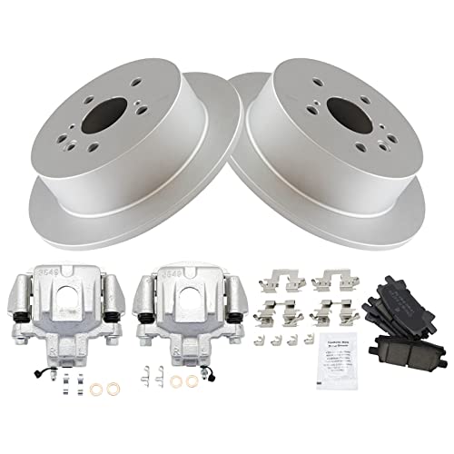 Image of TRQ Rear Brake Pad and Rotor Set Ceramic G Coated Rotors Calipers