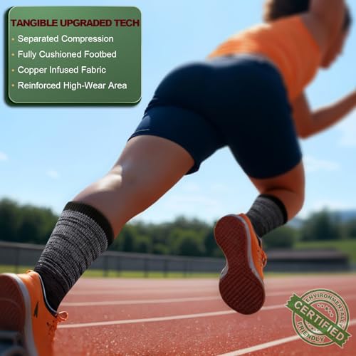 Image of BULLIANT Men 6-Pack Athletic Compression Crew Socks for Running Gym Sports