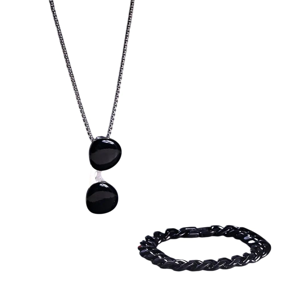 salty alpha Black Sher Mens Jewellery Set for Men & Boys | Fancy & Stylish Accessories | Anniversary, Engagement, Birthday & Everyday Wear | Gift for Valentine Day-picture-16