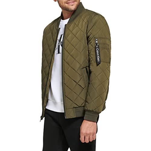 Image of Calvin Klein Men's Quilted Zipper Detail Flight Jacket