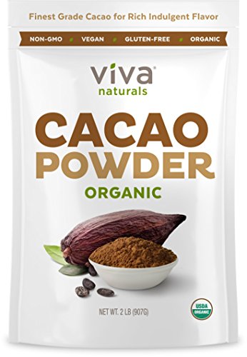 Viva Naturals Certified Organic Cacao Powder (2lb) for Smoothie, Coffee and Drink Mixes