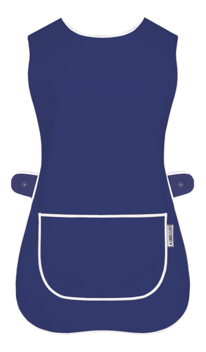 LINEN CLOSET Womens Tabards with Pockets for Men Ladies Cleaning Catering Chef Kitchen Aprons Unisex Hygea Tabard Apron Work Tabards