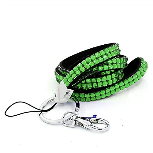 Lanyard Strap Bling Diamante Rhinestone (Breakaway) Lanyards, for ID Card & Key Badge Holder, Phone Cases, USB Holder, Memory Stick Holder, 8 Colours (1 Pack, Green)
