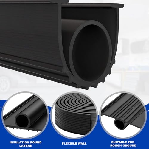 Image of DGSL Garage Door Seals Bottom Rubber Weather Stripping Kit Seal Strip Replacement, Weatherproof Threshold Buffering Sealing Rubber 5 /16 Inch T Ends (10 FT, Black, U+O)