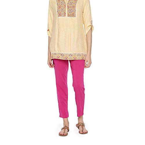 Image of GO COLORS Cotton Stretch Kurti Pants Full Length for Women | Breathable, Mid Rise, Tall