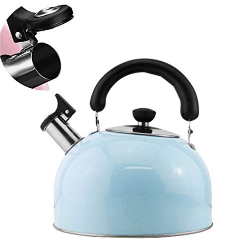 Edelstahl-Kochfeld Induktionskochfeld Pfeifkessel Tee Kaffeekanne Campingkessel mit hitzebeständigem Griff für Home Office Cafe