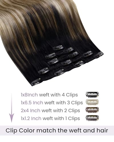 Image of LaaVoo Hair Extensions Clip ins Real Human Hair 20in Full Silky | Long flowing length with dramatic color gradient, soft texture mimics natural hair movement beautifully