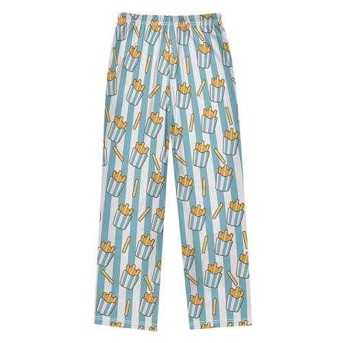 ALAZA French Fries Blue Striped Pajama Pants Long Sleep Pant Pajama Bottoms Elastic Waist with Pockets2