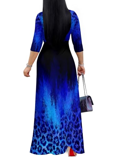 Image of PinkPatty Plus Size Dresses for Curvy Women V Neck Flowy Long Sleeves Wrap Maxi Dress Travel Vacation Outfits