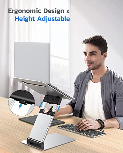 Nulaxy Support Ergonomique pour Ordinateur Portable Hauteur réglable de 5,3-35,1 cm, supporte jusqu'à 10 kg, Compatible avec MacBook, Tous Les Ordinateurs Portables et tablettes de 11 à 17, Argent