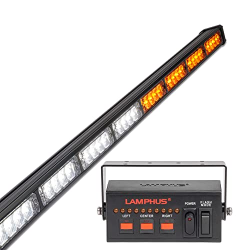 SolarBlast 38' 32W Amber White LED Traffic Advisor Light Bar with TA Controller Box - 12V Waterproof...