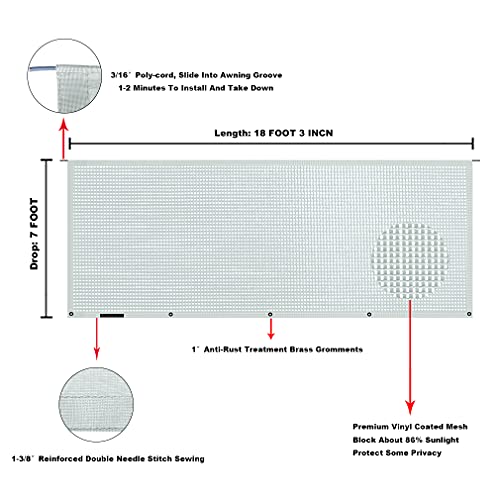 Image of RV Awning Mesh Sun Shade Screen for Motorhome Camper Trailer Sunshade