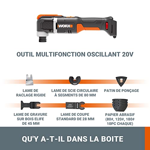 Outil oscillant multifonctions WORX WX696.9 sans fil puissant - 7