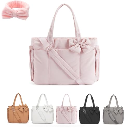 Luvy Bag Crush Bow Tote Bag, Luvy Bag for Women, Outdoor Down Cotton Messenger Bag Travel Multifunctional Leisure, Waterproof