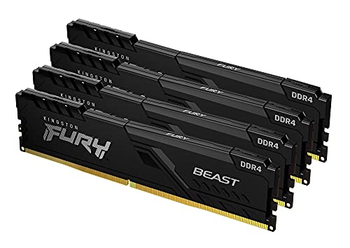 Image of Kingston Fury Beast 64GB (4x16GB) 3600MHz DDR4 CL18 Desktop Memory Kit of 4 KF436C18BBK4 /64, Black
