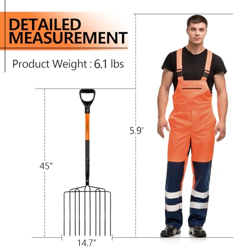 image for Nohovu Pitchfork for Gardening, 10 Tines Pitch Fork with Non-Slip Hand